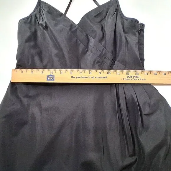 J.Crew Black Silk Taffeta Midi Dress A Line Cocktail Criss Cross Back Lined SZ 8 - Picture 10 of 12